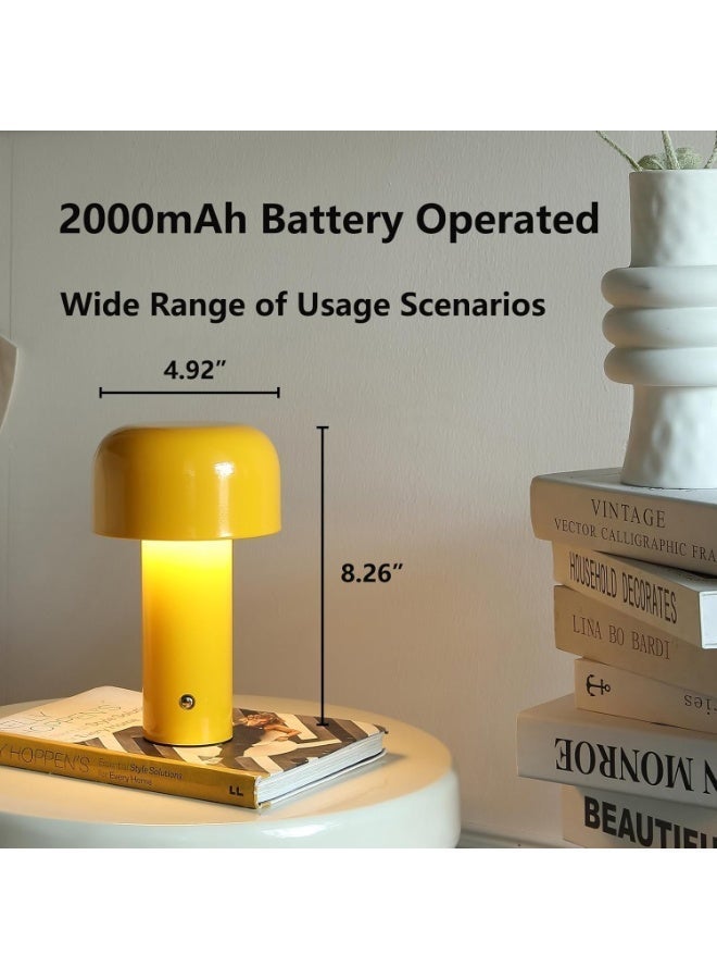 Portable Desk Lamp with Touch Dimming, USB-Rechargeable LED Night Light, Modern Mushroom Table Lamp for Living Room, Bar, Bedroom, Nightstand, Study, Home Office (Lemon Yellow) - Image 2