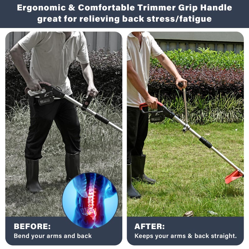 ZZM Ergonomic Trimmer Grip, String Trimmers Handle with Shoulder Strap Harness, Weed Eater Handle Extension with Bracket Clamp, Lawn Trimmer Handle Grip for Lawn Care, Landscaping, Yard Trimming Edging - Image 5