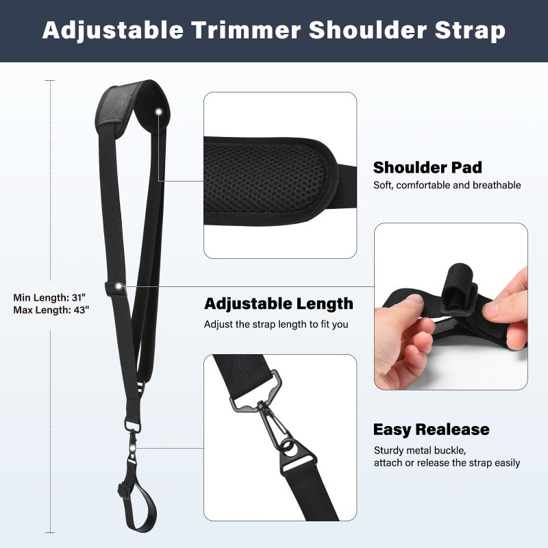 ZZM Ergonomic Trimmer Grip, String Trimmers Handle with Shoulder Strap Harness, Weed Eater Handle Extension with Bracket Clamp, Lawn Trimmer Handle Grip for Lawn Care, Landscaping, Yard Trimming Edging - Image 3