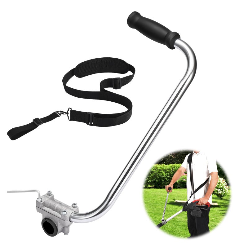 ZZM Ergonomic Trimmer Grip, String Trimmers Handle with Shoulder Strap Harness, Weed Eater Handle Extension with Bracket Clamp, Lawn Trimmer Handle Grip for Lawn Care, Landscaping, Yard Trimming Edging - Image 1