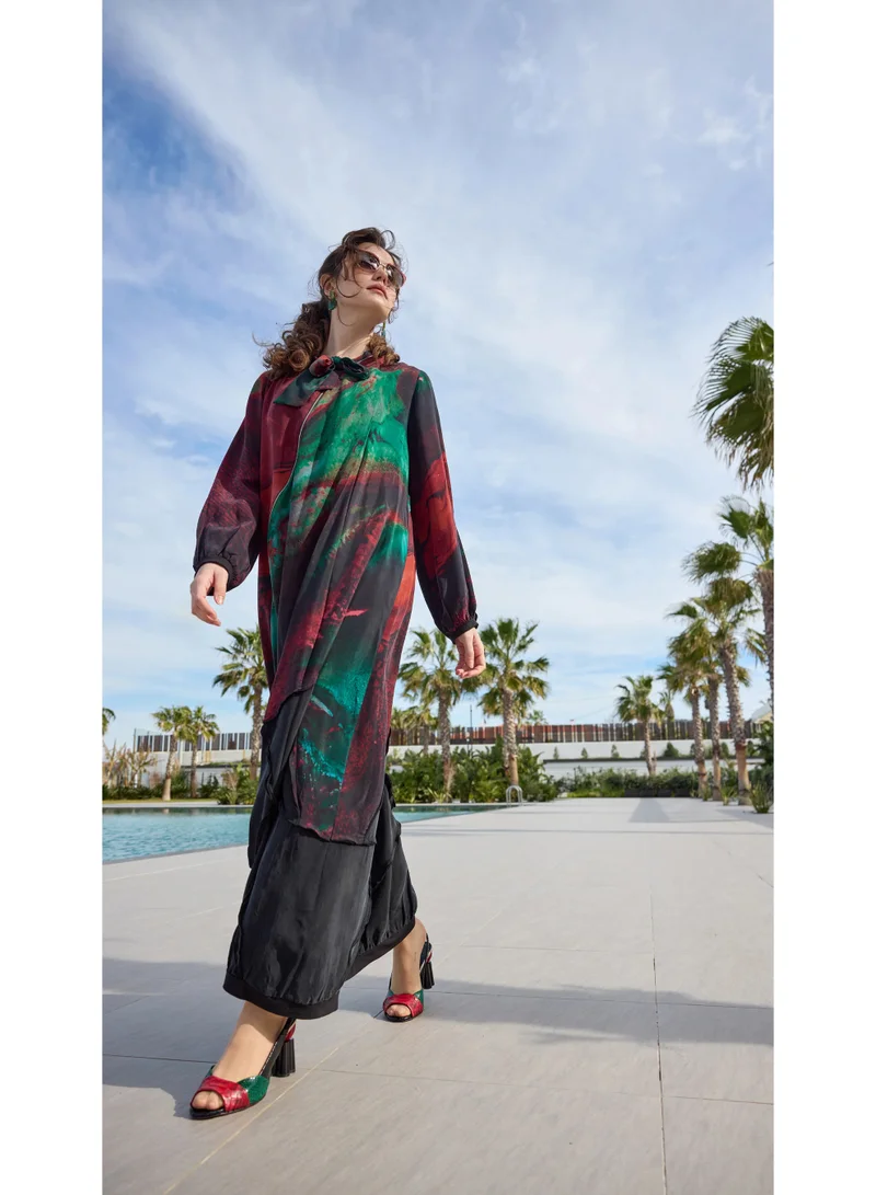 MissWhence  Abstract Patterned patchwork Maxi relaxed fit Dress for Women | Best Price UAE
