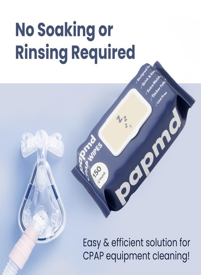 PAPMD Unscented CPAP Wipes, 150-Pack Travel Wipes, Thick Lint-Free Fabric for Mask, Tube & CPAP Machines, Enhanced Moisture & Easy Pull Design - Image 2