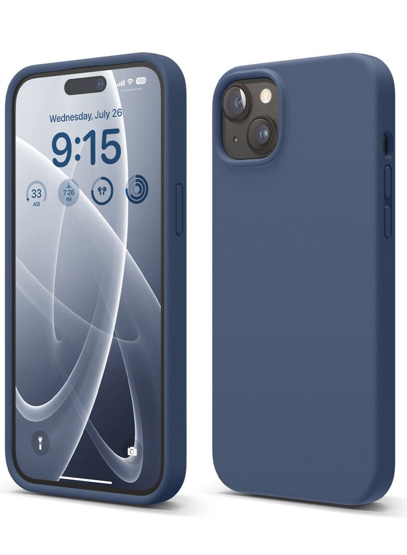 Elago Liquid Silicone for iPhone 15 Case Cover with Full Body Protection, Shockproof, Slim, Anti-Scratch Soft Microfiber Lining - Jean Indigo