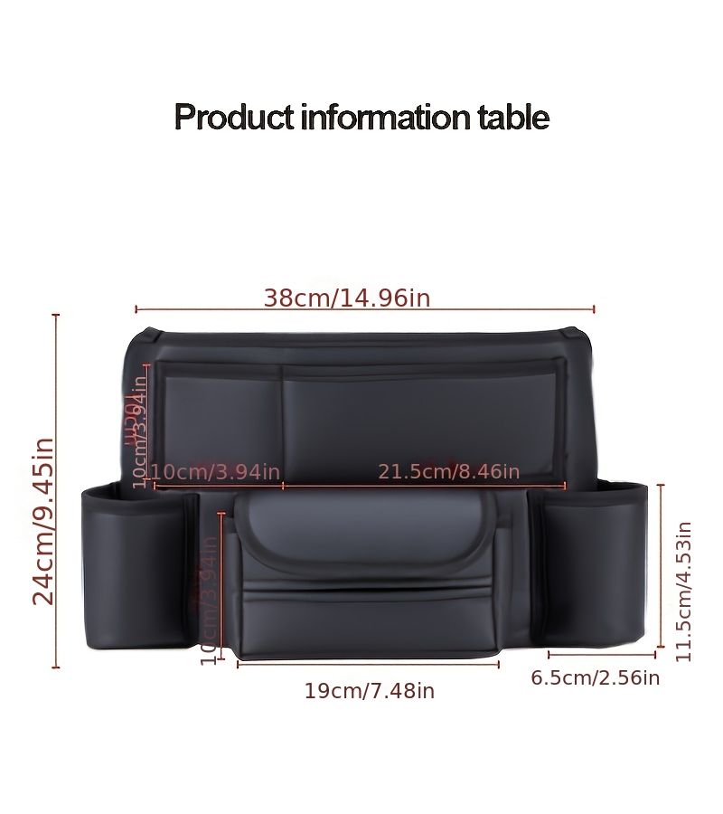 Black H707A Multi Functional Car Seat Back Organizer Foldable Washable Central Console Storage Bag With Cup Holder And Tissue Box Universal Auto Interior Additions For Most Cars - Image 4
