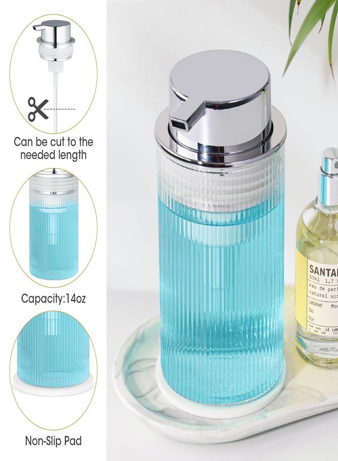 ان اي هوم موزع صابون رغوي متعدد الوظائف من ني هوم، سعة 414 مل/14 أونصة، مصنوع من الزجاج، بتصميم أنيق بنمط مخطط، سعة كبيرة، سهل التعبئة للاستخدام المنزلي والتجاري، متين، مزود بمضخة رغوة متطورة وقاعدة مانعة للانزلاق. - Image 2