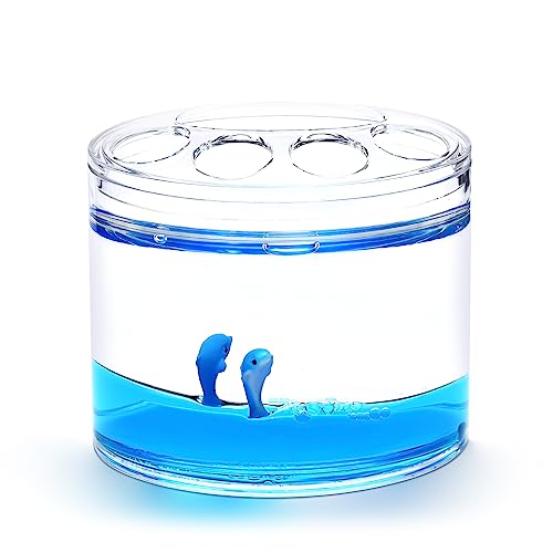 Locco Decor 5 Piece Acrylic Liquid 3D Floating Motion Bathroom Vanity Accessory Set Ocean Cartoon Animal Theme Dolphin Toothbrush Holder, Tumbler, Soap Dispenser, Soap Dish, Toiletbrush Holder Set - Image 4