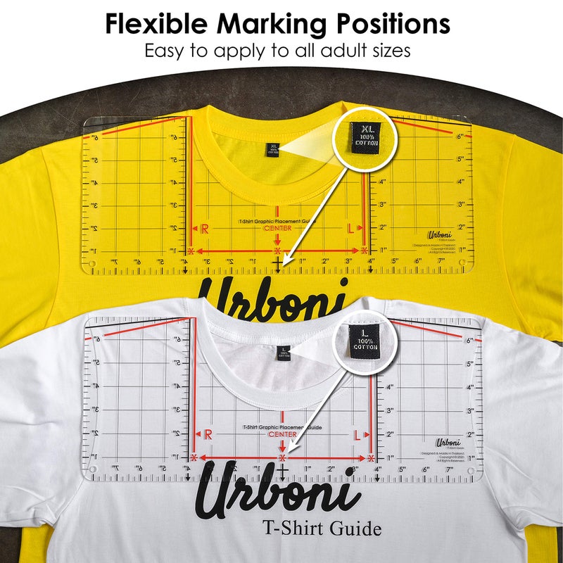 Urboni Tshirt Ruler Guide for Vinyl Alignment, Shirt Measurement Tool Placement Center Design, DTF Template, Left Chest Logo Pocket, Accessories for Cricut, Heat Press Sublimation Iron on HTV Transfer - Image 5