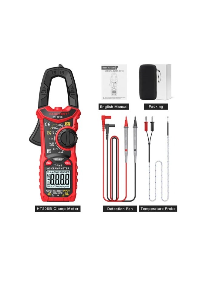 HABOTEST Digital Clamp Meter 600A AC Current 600V AC/DC Voltage Capacitance Measurement Data Hold Backlight NCV Tester Multimeter  - Image 1