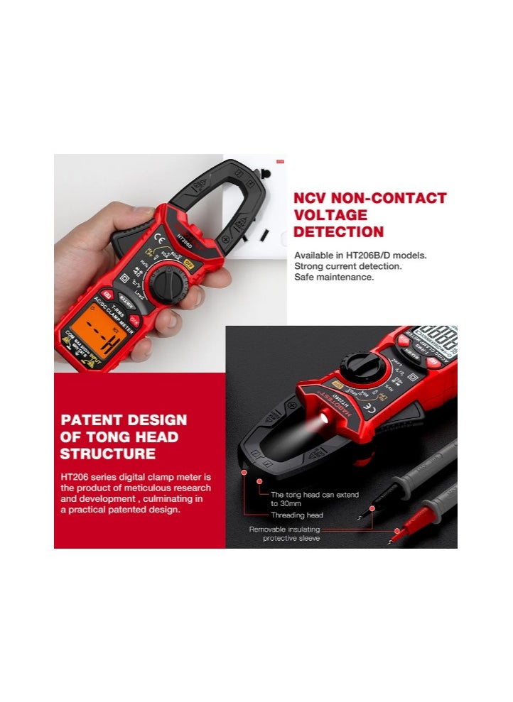 HABOTEST Digital Clamp Meter 600A AC Current 600V AC/DC Voltage Capacitance Measurement Data Hold Backlight NCV Tester Multimeter  - Image 4