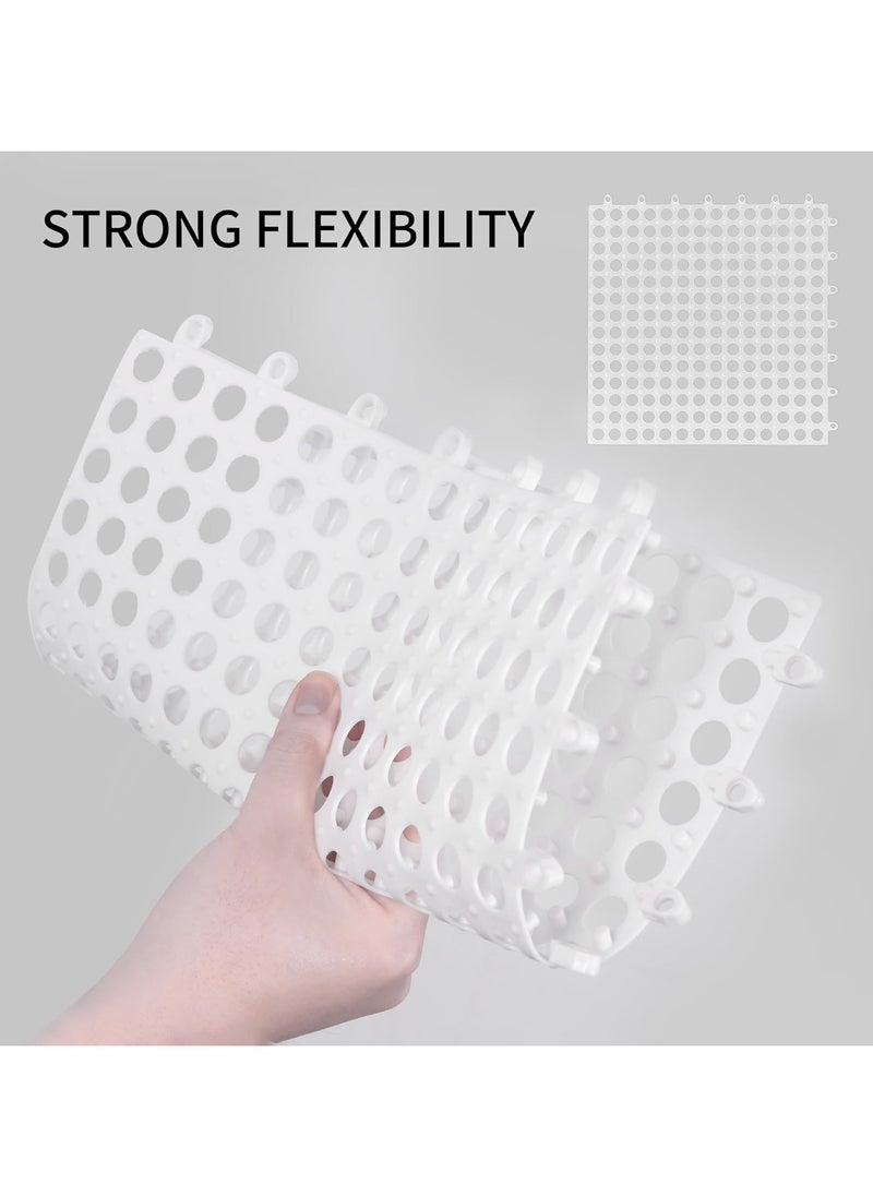 VUCATIN - 12PCS Drainage Interlocking Floor Mats 11.8”x11.8”Non-Slip Shower Bathroom Pool Tiles for Flooring Soft TPE Splicing Modular Interlocking Cushion Mat for Drain Pool Kennel Poultry Floor Grid (White) - Image 1