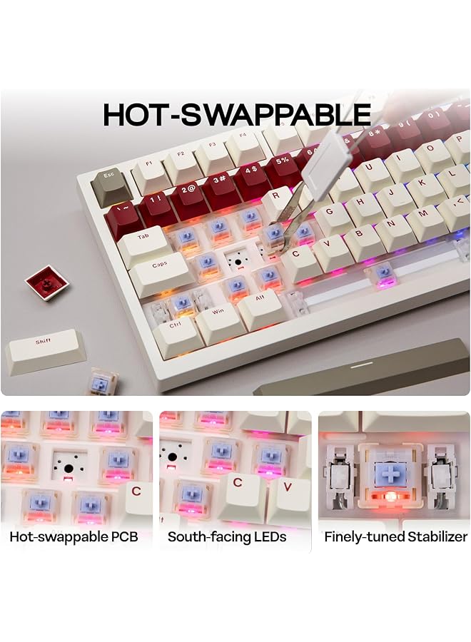 EPOMAKER Ajazz Ak820 Pro Wireless Gaming Keyboard With Tft Screen And Knob Hot Swappable 2.4Ghz/Usb/Bt5.0 Gasket Creamy 75% Mechanical Keyboard For Pc/Mac/Office (Beige Gift Switch) - Image 5