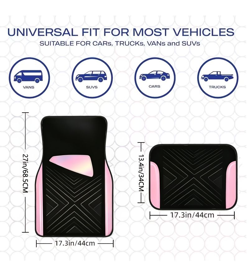 2d 4pcs Line Blue Black Geometric Car Floor Mats Minimalist Luxury Water Absorbent Anti Slip Washable Decorative Interior Mats Universal For Sedans SUVs Trucks All Season Perfect Gift For Car Owners - Image 3