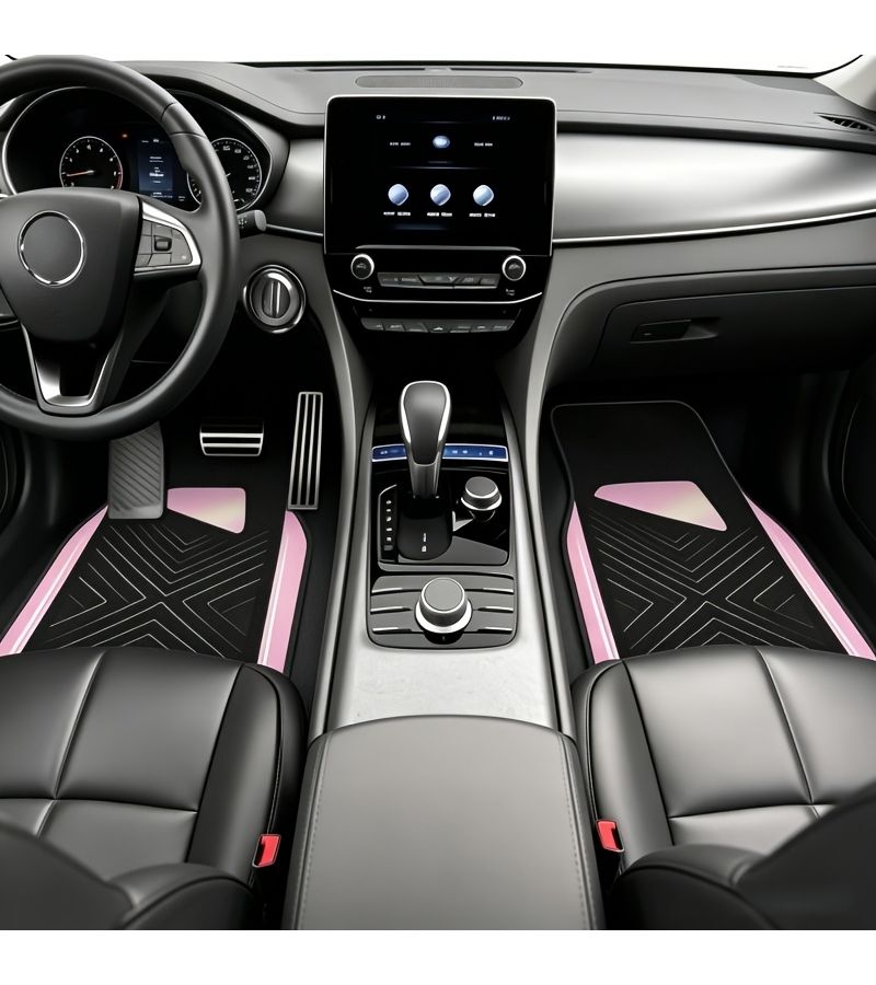 2d 4pcs Line Blue Black Geometric Car Floor Mats Minimalist Luxury Water Absorbent Anti Slip Washable Decorative Interior Mats Universal For Sedans SUVs Trucks All Season Perfect Gift For Car Owners - Image 4