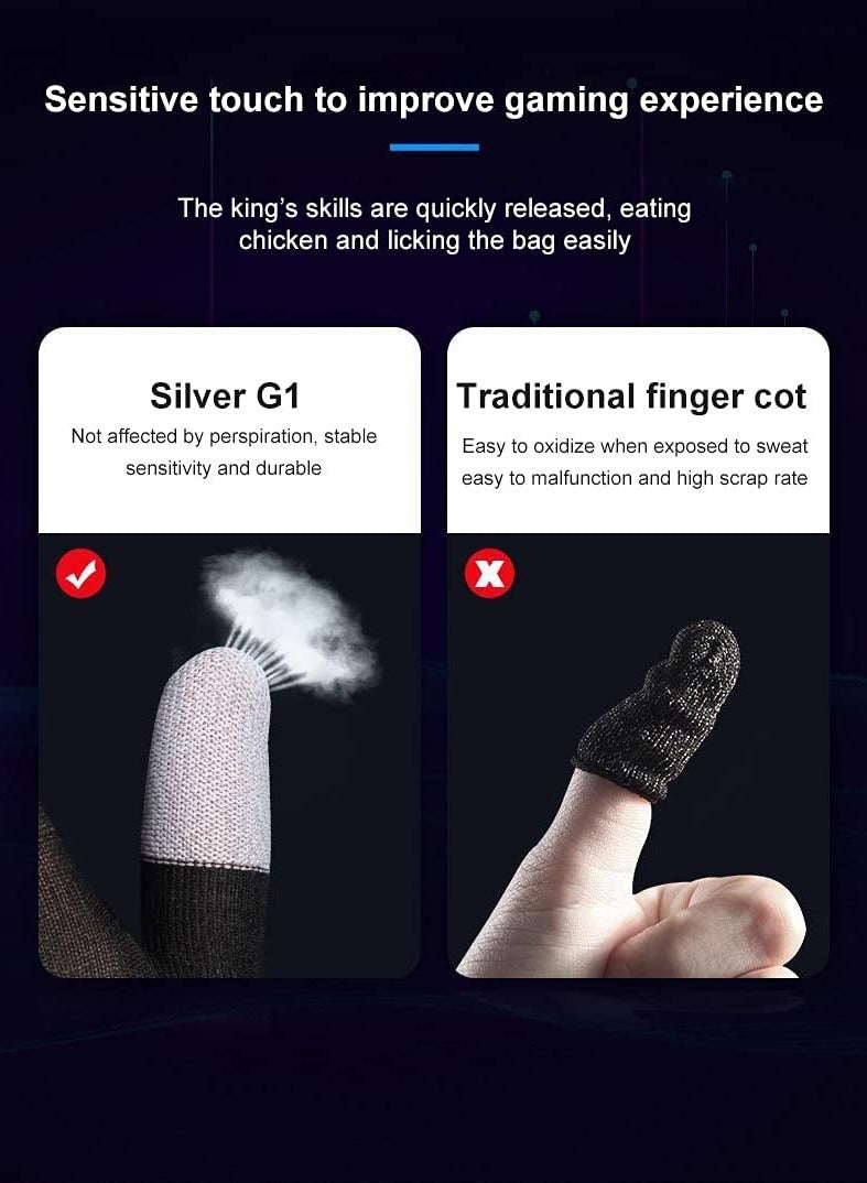 erorex Finger Cover Breathable Game Controller Finger Sleeve, The latest silver fiber G1 material For Pubg Sweat Proof Touch Screen Gaming Thumb Gloves For All Mobile  - Image 5