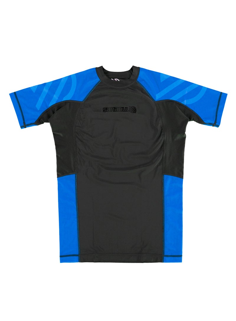 Sanabul Essential Short Sleeve Compression Shirt for Men | MMA Wrestling Jiu Jitsu BJJ Base Layer Rash Guard | Workout Men's Compression Shirt (Medium, Blue) - Image 2