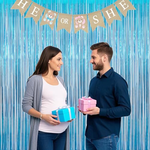 Vanujoy 2PC Teal Blue Streamers Party Decorations,Turquoise Tinsel Foil Fringe Backdrop for Birthday Party Decorations,Blue Door Streamers for Frozen Under The Sea Ocean Bachelorette Decorations - Image 4