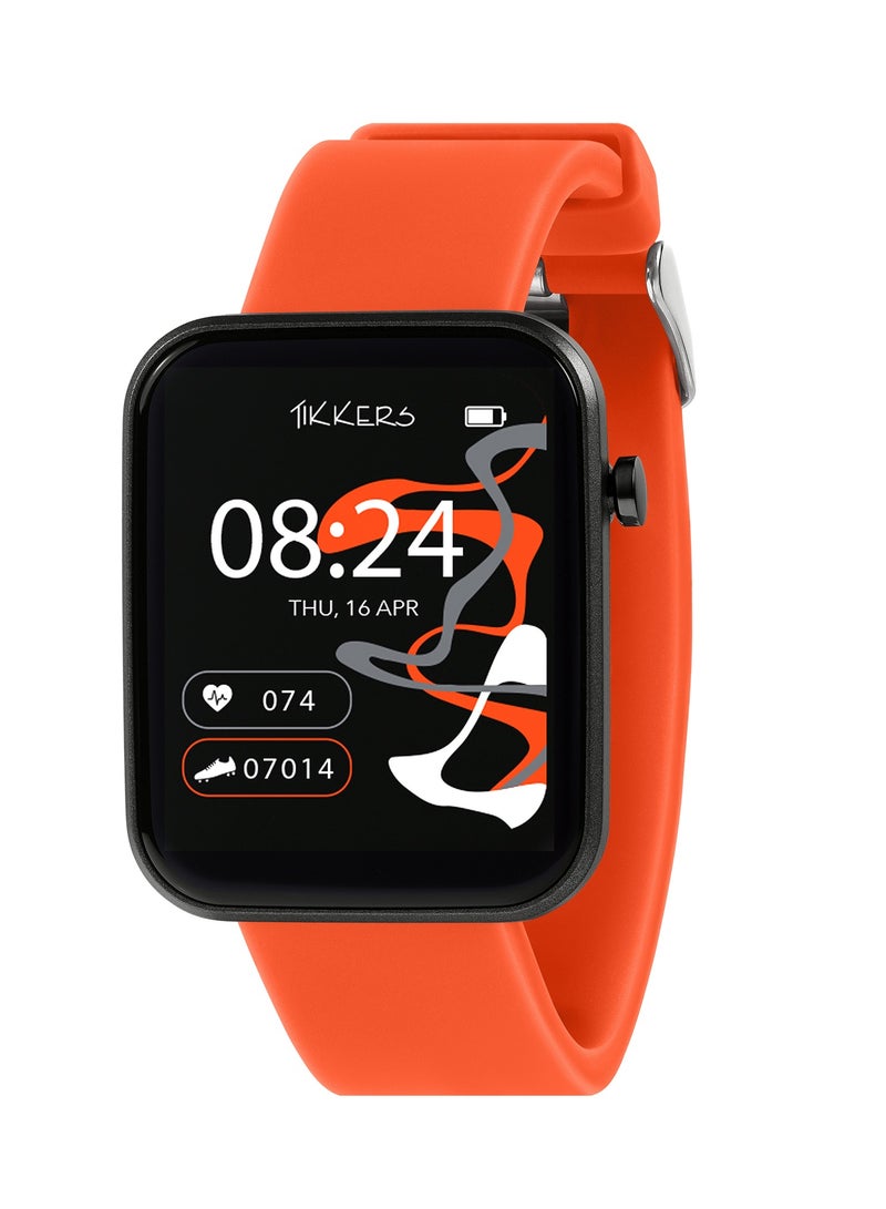Tikkers Smart Series 13 Orange Silicone Strap Smart Watch - Image 1