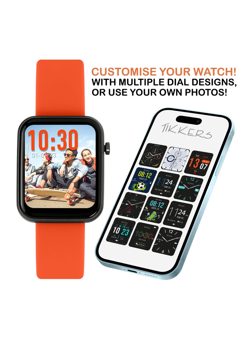 Tikkers Smart Series 13 Orange Silicone Strap Smart Watch - Image 3