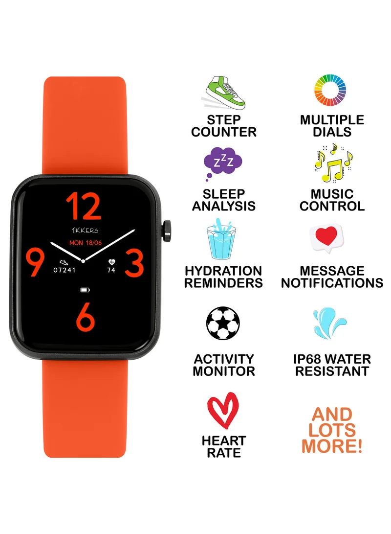 Tikkers Tikkers Smart Series 13 Orange Silicone Strap Smart Watch