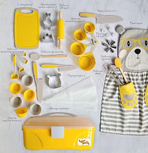 Baker Buddy Kids Baking Set 35Piece with Teddy Bear Apron Kid Friendly Knives Cookie Cutters Rolling Pin Cutting Board Whisk Real Silicone Kitchen Accessories for Cooking and More from Baker Buddy - Image 5