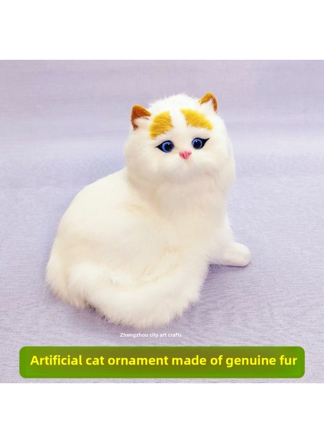 Simulation Cat Will Call Simulation Kitten Ornaments Animal Model Photography Props Home Decoration Ornaments Flower Basket Cat-Color:Squatting Cats Will Call Yellow-headed Cats