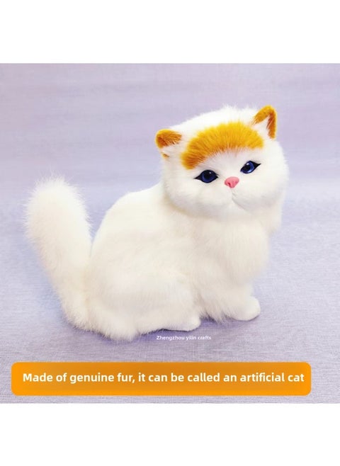 Simulation Cat Will Call Simulation Kitten Ornaments Animal Model Photography Props Home Decoration Ornaments Flower Basket Cat-Color:Squatting Cats Will Call Yellow-headed Cats