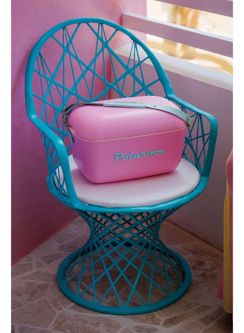Polarbox® 12L Ice Box - For Outdoor Use - Portable - For Drinks And Food - Storage Box - Pop - Bubblegum/Cyan Cooler with Cyan Leather Strap - Image 5