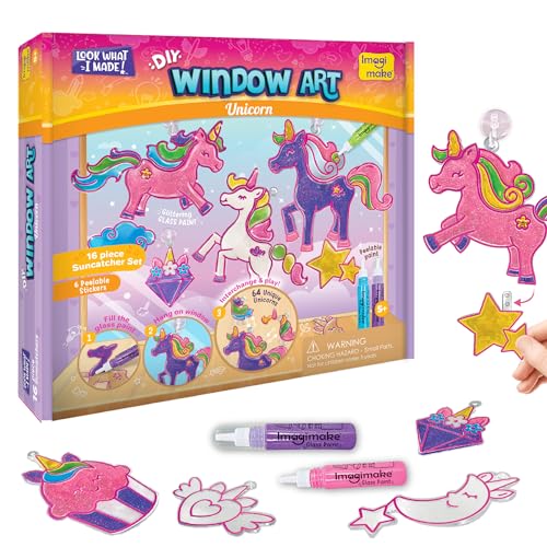 Imagimake Window Art Unicorn Stained Glass Kit Unicorn Girls Toys Age 68 6 Year Old Girl Birthday Gift Art and Crafts for Girls 812 DIY Suncatcher Kit for 56789101112 Year Old Kids - Image 1