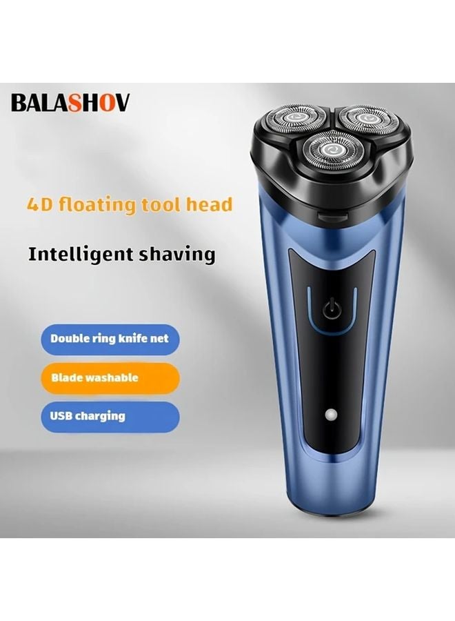 BALASHOV Mens Electric Shaver Black 3D Floating Heads USB C Fast Charging 60min Runtime Lightweight Rotary Razor - Image 1