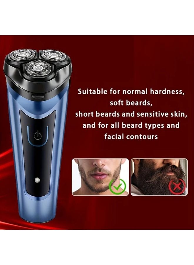 BALASHOV Mens Electric Shaver Black 3D Floating Heads USB C Fast Charging 60min Runtime Lightweight Rotary Razor - Image 2