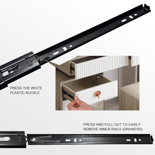 FCOUMY 18 inch Drawer Slides 4 Pairs (8pcs) Full Extension Ball Bearing Drawer Slides 3 fold Full Stretch Side Mount Drawer Slides 100 LB Capacity Drawer Slide 18" Black - Image 5