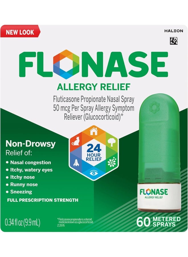 FLONASE Allergy Relief Nasal Spray, 24 Hour Non Drowsy Allergy Medicine, Metered Nasal Spray - 60 Sprays - Image 1