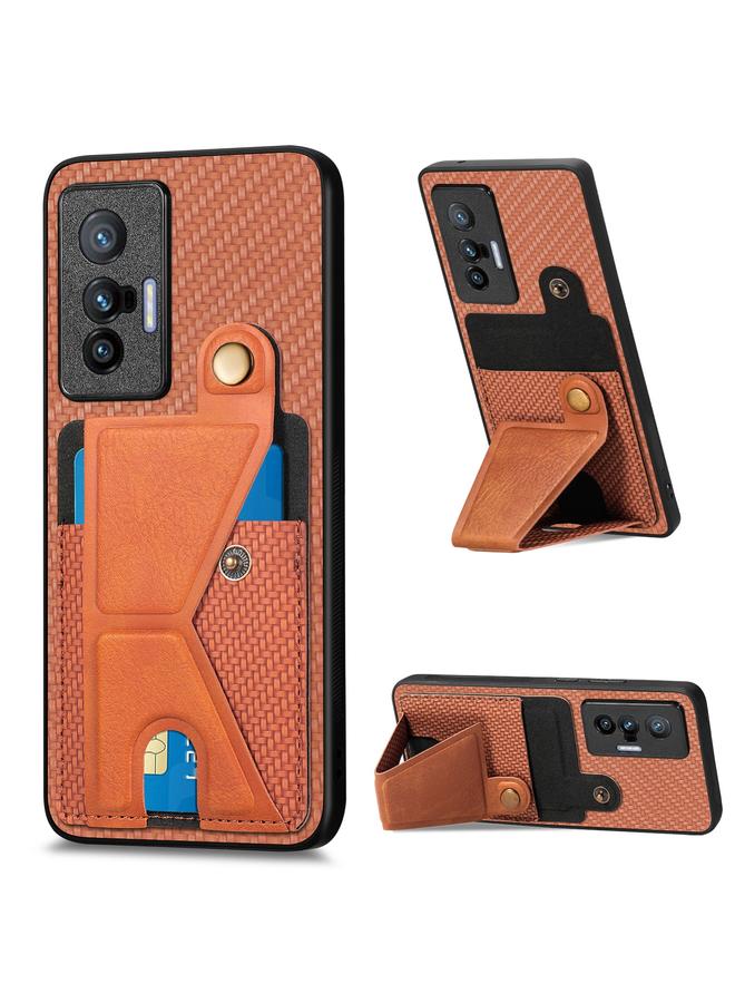 إيروريكس جراب هاتف vivo X70 مصنوع من ألياف الكربون ومحفظة قابلة للطي وحامل بطاقة على شكل حرف K - Image 1