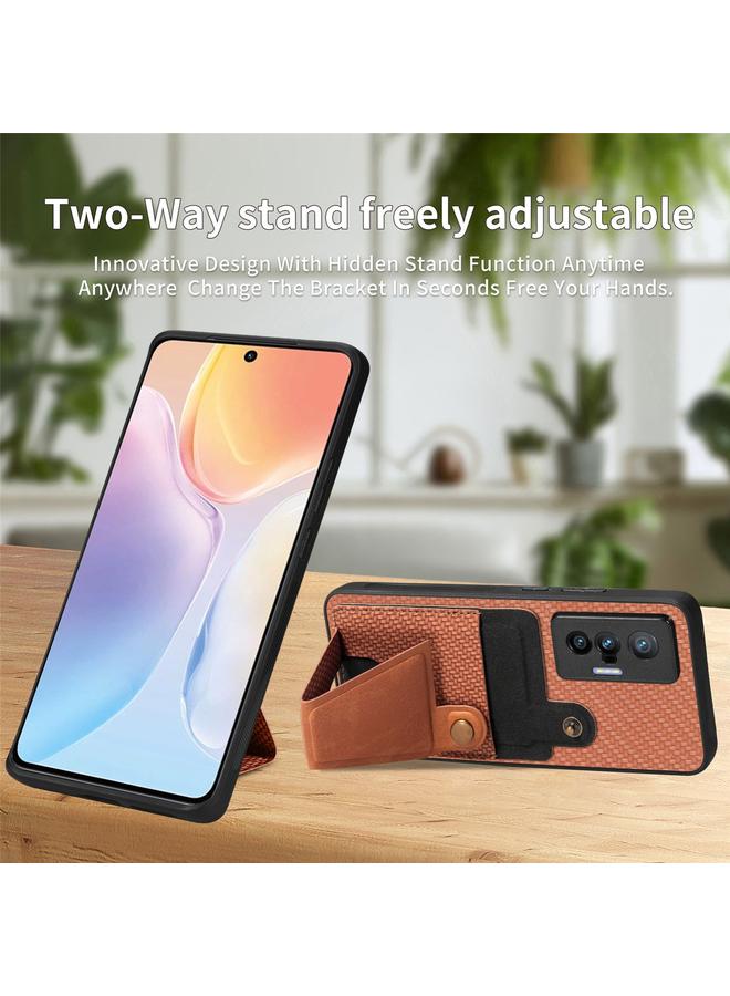 إيروريكس جراب هاتف vivo X70 مصنوع من ألياف الكربون ومحفظة قابلة للطي وحامل بطاقة على شكل حرف K - Image 4