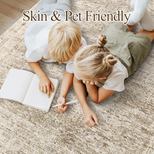 Soalmost 6x9 Area Rug for Living Room Washable 6x9 Rug Non-Slip Modern Rugs for Bedroom Dining Room Ultra-Thin Indoor Brown Rug - Image 3