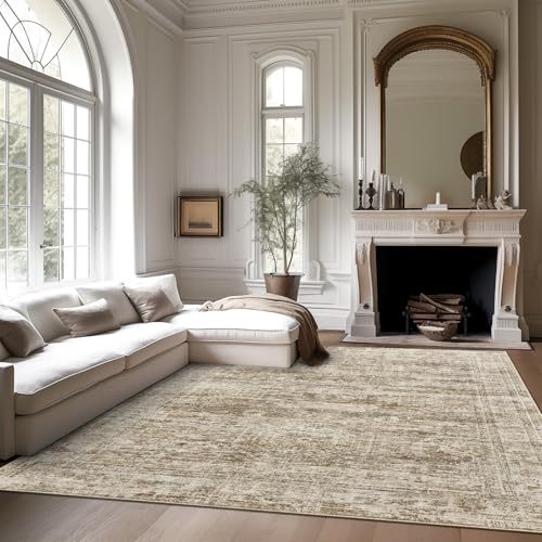 Soalmost 6x9 Area Rug for Living Room Washable 6x9 Rug Non-Slip Modern Rugs for Bedroom Dining Room Ultra-Thin Indoor Brown Rug - Image 2