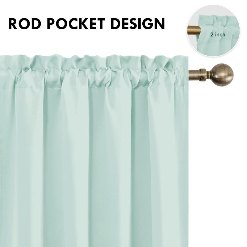 DWCN Blackout Curtains Thermal Insulated  Energy Saving & Noise Reducing Bedroom and Living Room Curtains  Mint Green  W 52x L 63 Inch  Set of 2 Rod Pocket Curtain Panels