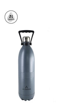 Atlasware Water Bottle with a Capacity of 2000 ml, Stainless Steel Water Bottle that keeps Cold for 130 Hours and Keeps Heat for 52 Hours, Dark Gray  - Image 2