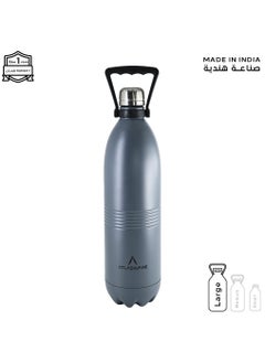 Atlasware Water Bottle with a Capacity of 2000 ml, Stainless Steel Water Bottle that keeps Cold for 130 Hours and Keeps Heat for 52 Hours, Dark Gray  - Image 1