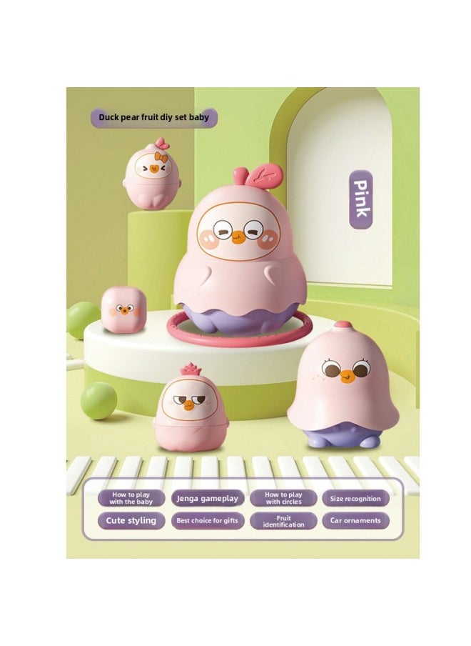 Generic - Children's Educational Russian Matryoshka Doll Stacking Circle 1 To 2 Years Old Rainbow Tower 6-Month-Old Baby Layer Cup DIY Toy Circle-Color:Yali Guoguo Diy Matryoshka Doll [pink] Gift Box - Image 1