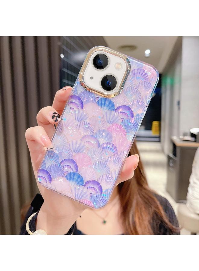 اس-توب جراب لهاتف iPhone 13 بنمط صدفة كريستالية ملونة من البولي كربونات + جراب هاتف TPU - Image 1