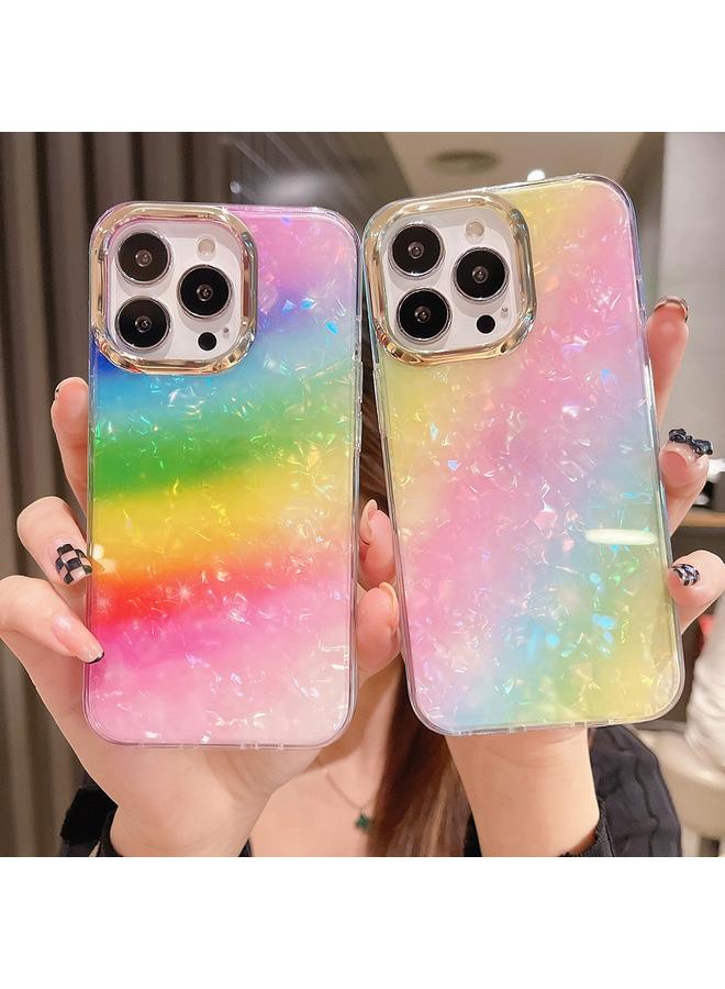 اس-توب جراب لهاتف iPhone 13 بنمط صدفة كريستالية ملونة من البولي كربونات + جراب هاتف TPU - Image 2