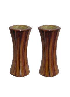 LOGRO LOGRO Pack of 2 Piece Wooden VaseBrown Color Wooden Pot for Home Decoration  - Image 1