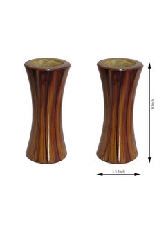 LOGRO LOGRO Pack of 2 Piece Wooden VaseBrown Color Wooden Pot for Home Decoration  - Image 2