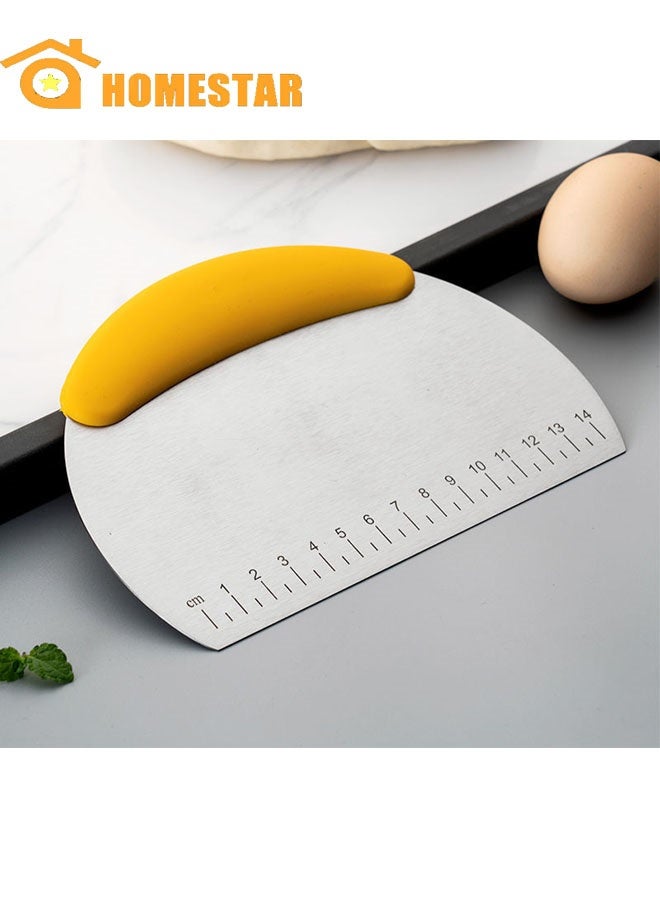 HOMESTAR Dough Pastry Bench Cutter Scraper, Stainless Steel Pizza Cutter for Kitchen, Baking Dishwasher Safe, Anti-Wear Laser-Engraved Measuring - Image 1