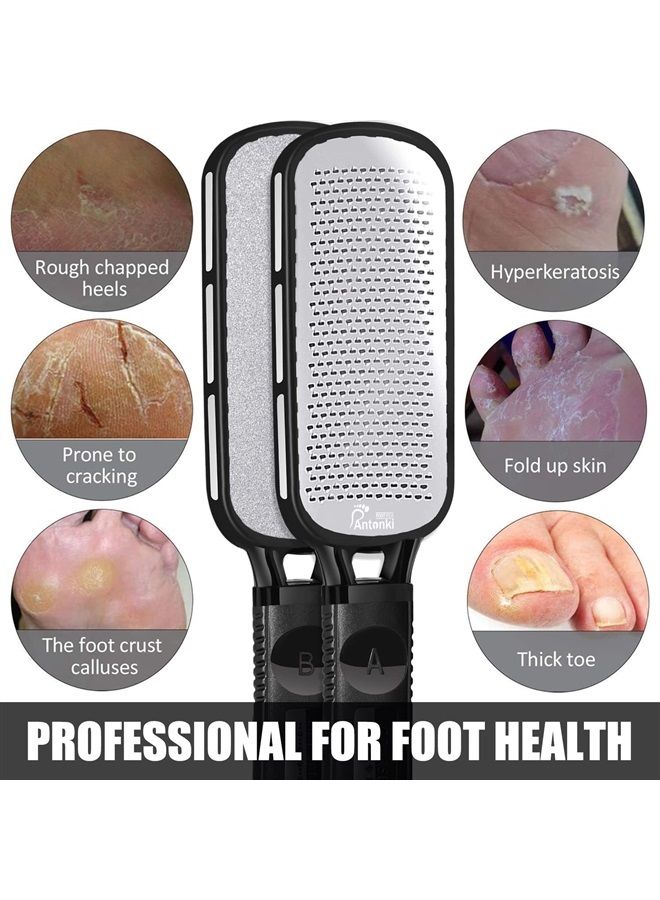 Antonki Foot File Callus Remover for Feet, Double Sided Foot Scrubber for Dead Skin Remover, Foot Rasp Pedicure Tool to Remove Hard Skin, Callus, Plantar Wart, Corn - Skin-Friendly Stainless Steel Foot File - Image 5