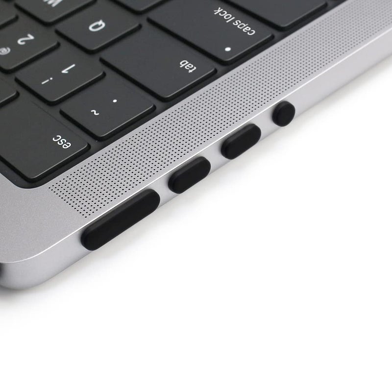 ProElife 7 Pcs Anti Dust Dirt Plug Cups Set for 2023-2021 MacBook Pro 14.2 inch 16.2 inch M3 M2 M1 Pro/Max (Model: A2779/A2442/A2780/A2485) Accessory Silicone Anti Dirt Protective Cover (Black) - Image 3
