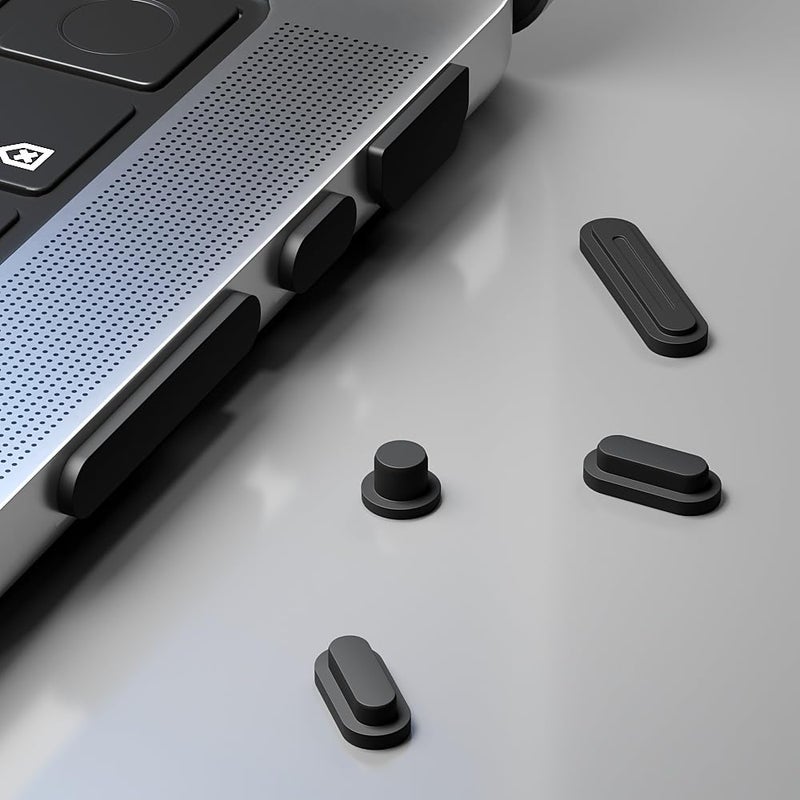 ProElife 7 Pcs Anti Dust Dirt Plug Cups Set for 2023-2021 MacBook Pro 14.2 inch 16.2 inch M3 M2 M1 Pro/Max (Model: A2779/A2442/A2780/A2485) Accessory Silicone Anti Dirt Protective Cover (Black) - Image 5