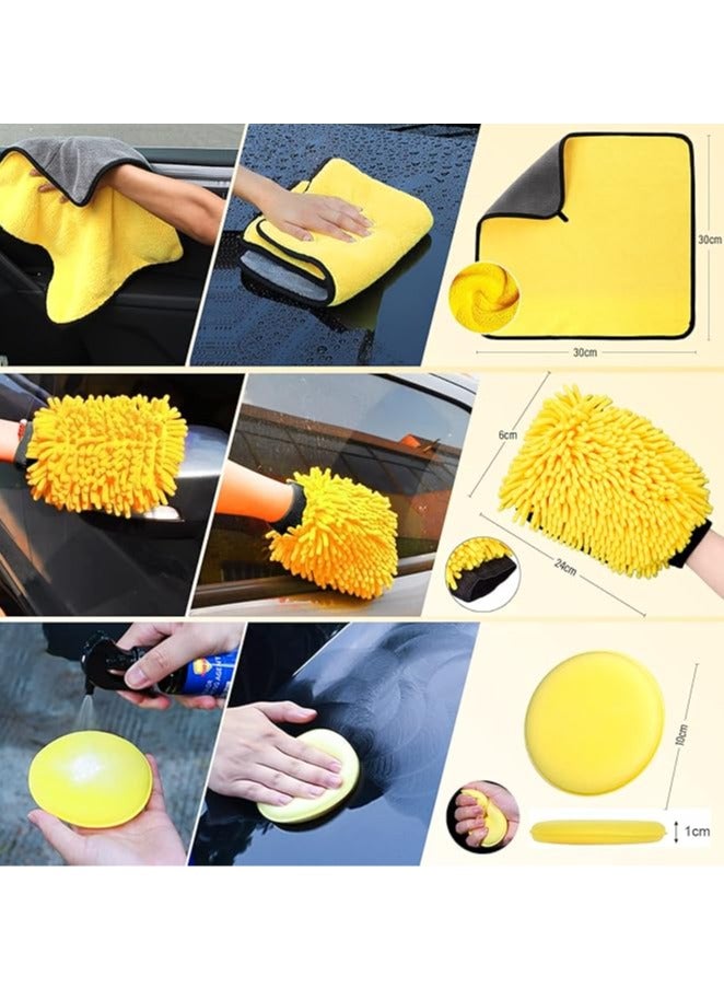 عام مجموعة تنظيف سيارة – مجموعة العناية بالسيارة 20 قطعة، مناسبة للاستخدام الداخلي والخارجي، تشمل فرشاة، إسفنج تلميع، هلام تنظيف وغيرها – بما في ذلك حقيبة حمل عملية - Image 4