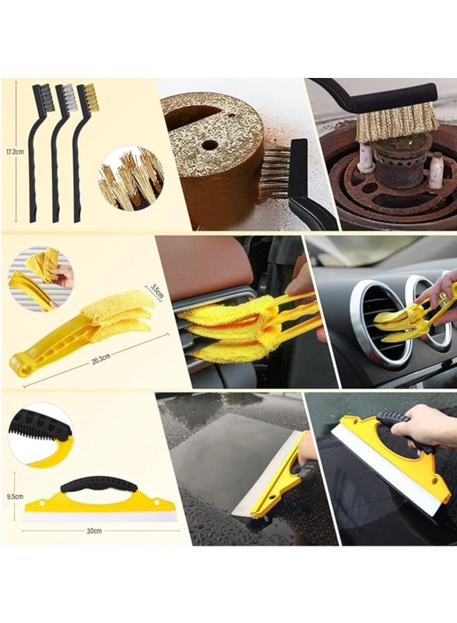 عام مجموعة تنظيف سيارة – مجموعة العناية بالسيارة 20 قطعة، مناسبة للاستخدام الداخلي والخارجي، تشمل فرشاة، إسفنج تلميع، هلام تنظيف وغيرها – بما في ذلك حقيبة حمل عملية - Image 5